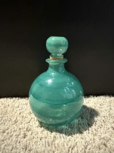 Turquoise Swirl Perfume Bottle W/cork Stopper