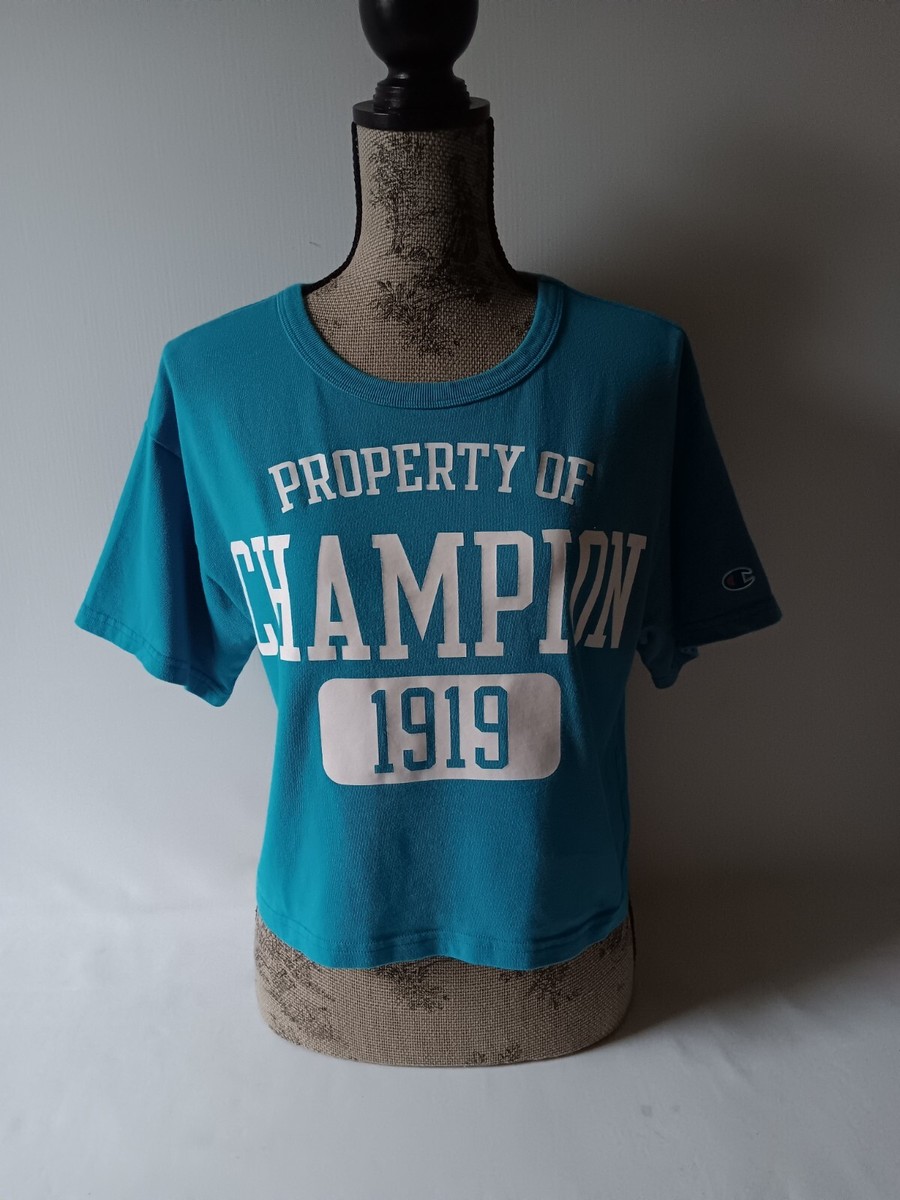 Champion women's blue short-sleeve cropped short-sleeve t-shirt