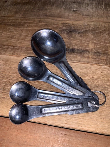 Vintage Set of 4, Stainless Steel Nested Measuring Spoons 5"