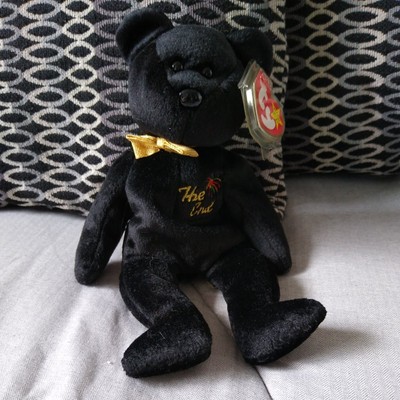The End Black TY Beanie Bear With Errors Retired 1999 Rare