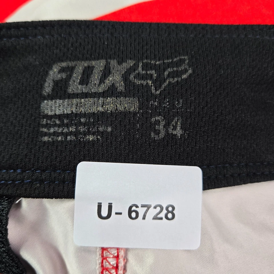 Fox Racing Hombres Traje de Baño 34 Rojo Blanco Azul Board Shorts EE. UU. Rayas Logo LEER Foto 2 de 4