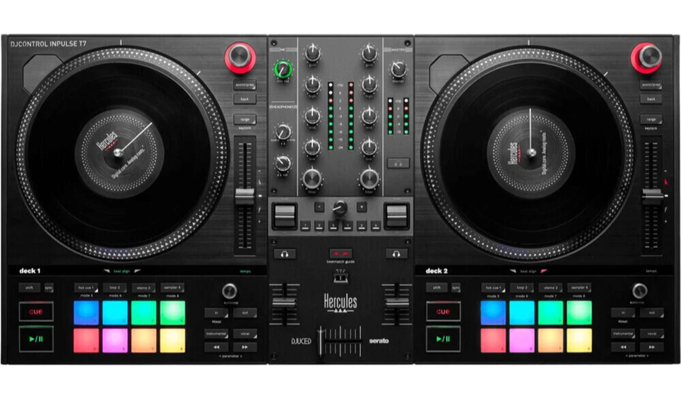 Hercules DJControl Inpulse T7 2-Deck Motorized DJ Controller Scratch Turntables - Image 3 of 4