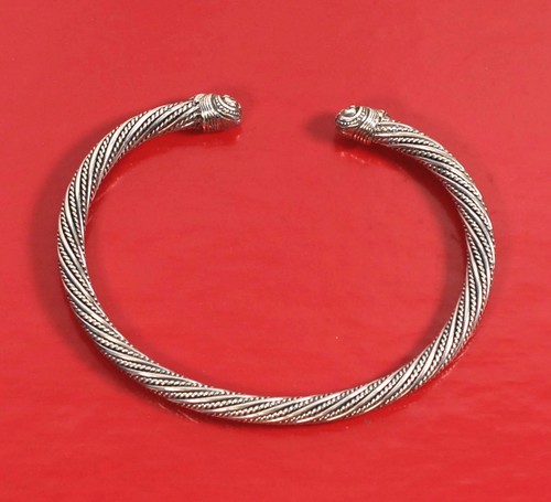 $475 SCOTT KAY 40g Ø7mm 2.5" 64mm Sterling Silver Twisted Rope Cuff Men Women - Picture 5 of 12