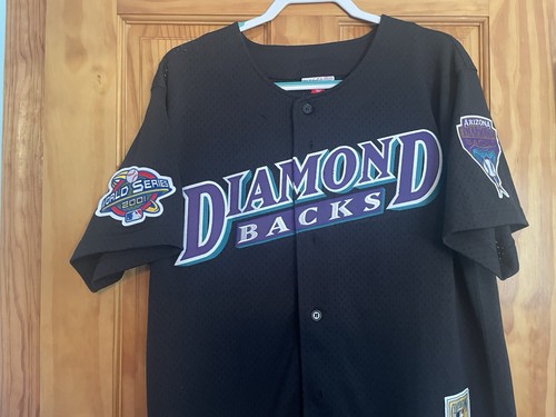 2001 RANDY JOHNSON ARIZONA DIAMONDBACKS WORLD SERIES BLACK MESH JERSEY, SZ LARGE - Picture 5 of 14