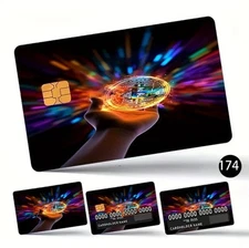 Lot x4 BITCOIN Crypto Skin Cover LED BRIGHT Credit Debit Card Stickers Set 174