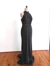 Rhinestone Prom Gown, Jovani Formal Dress, Mother of Bride, excellent, Grey 16