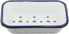 6.5" Farmhouse Soap Dish with a Tray - White Metal Soap Dish