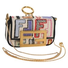 FENDI Zucca Canvas Nano Baguette Pouch Multicolore Autore 153327M