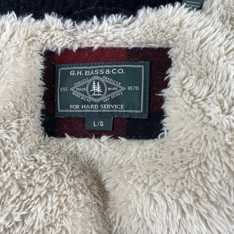 G.H. Bass & Co Sherpa Forrada Buffalo Camisa Chaqueta a Cuadros Roja Negra Para Hombre’s L Foto 3 de 4