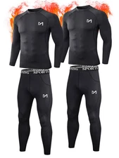 2 Set 4 Pack Mens Thermal Compression Base Layer Underwear Shirt Tights Pant Ski