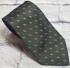 Kenneth Cole Silk Tie Green Gold Silver Geometric Men Necktie 58 x 3.25