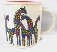 Laurel Burch Coffee Mug Wine Things Unltd Sonoma 2004 Rainbow Family of Giraffes
