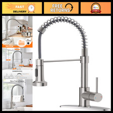 Brushed Nickel Kitchen Faucet with Pull Down Sprayer, Lead-Free Stainless Steel,