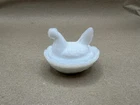 Vintage Milk Glass Westmoreland Hen On A Nest Open Salt Cellar