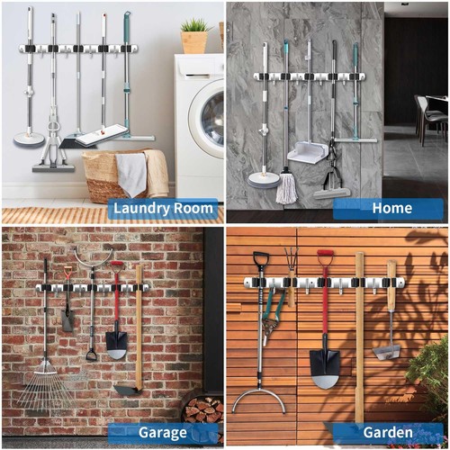 Broom Holder Wall Mount, Stainless Steel Broom Hanger Wall Mount, Heavy Duty ... - Picture 5 of 7