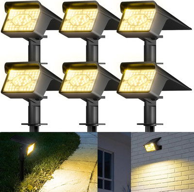 Flowood Solarlampen, 3000K Warmweiß Solar Strahler 6 Stück, IP68 Wasserdicht, Fü