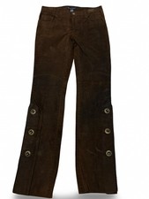 Vintage Ralph Lauren Brown Leather Whipstitch Concho Cowgirl Western Pants 6