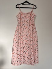 Pink Ditsy Floral Strappy Midi Dress - Size XL