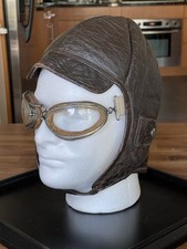 Wonderful Original WW1 Era French Aviation Air Service Flight Helmet & Goggles.