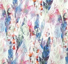 50cmx180cm Baumwolljersey in zarten Farben mit Federn und Blumen