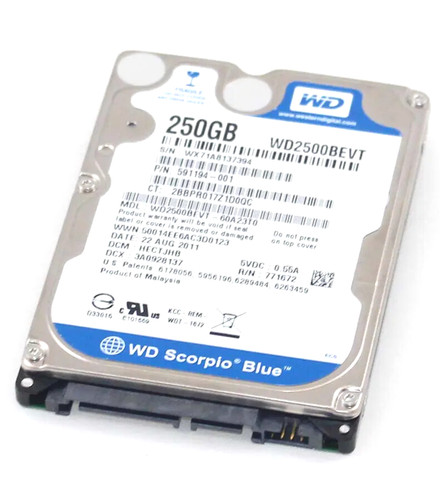 250GB SATA - II 2,5" 9,5mm 5400RPM 3Gb/s HDD - WD2500BEVT