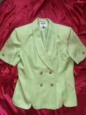 Kasper ASL Lime Green Blazer Suit Jacket Gold Knot Button Women  s Size 14