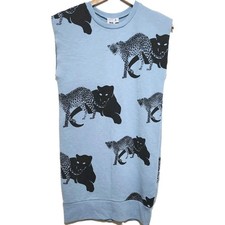 Asos Fleece Dress Cheetah Leopard Animal Print Women's Sz 2 Blue & Black