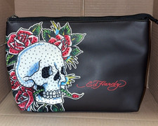 Ed Hardy Black w/Rhinestones Skull Cosmetic Case BAG NEW Y2K