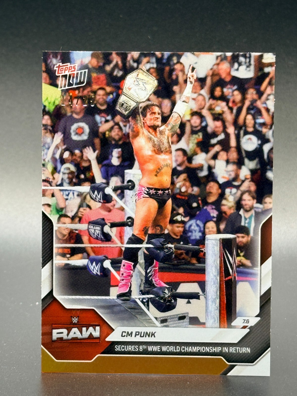 2026 Topps NOW WWE RAW CM PUNK 8th World Championship Orange Foil #70 /25
