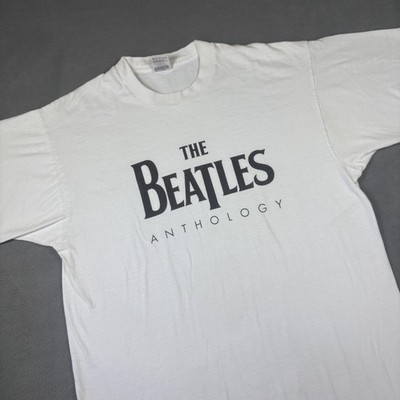 Vintage Beatles Anthology Shirt Mens Large White Band Tee Fruit of the Loom SS