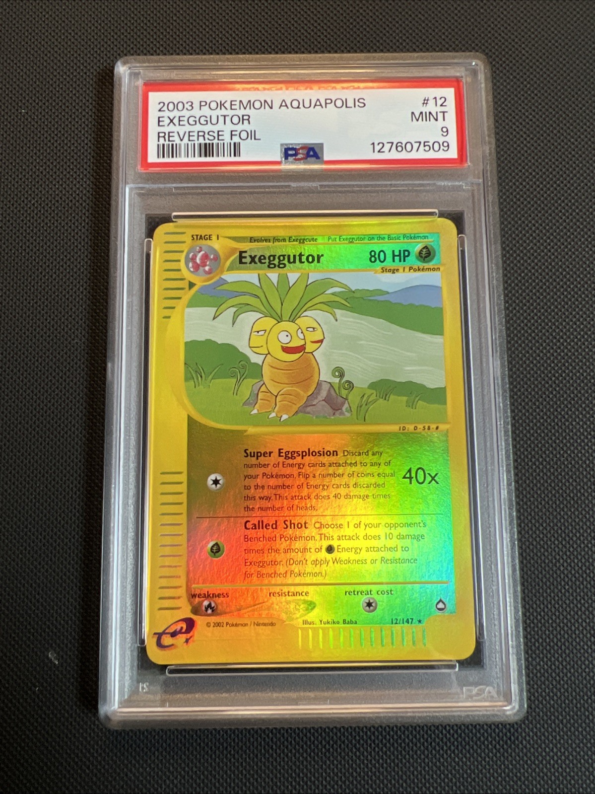Pokemon Exeggutor Aquapolis Reverse Holo Rare #12 PSA 9 Mint