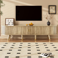 175cm TV Unit !SALE! Oak Fluted Media Cabinet Sliding Door TV Stand