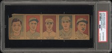 1926 W512 5 Card Strip Uncut Panel w/ Babe Ruth & Rogers Hornsby PSA Authentic