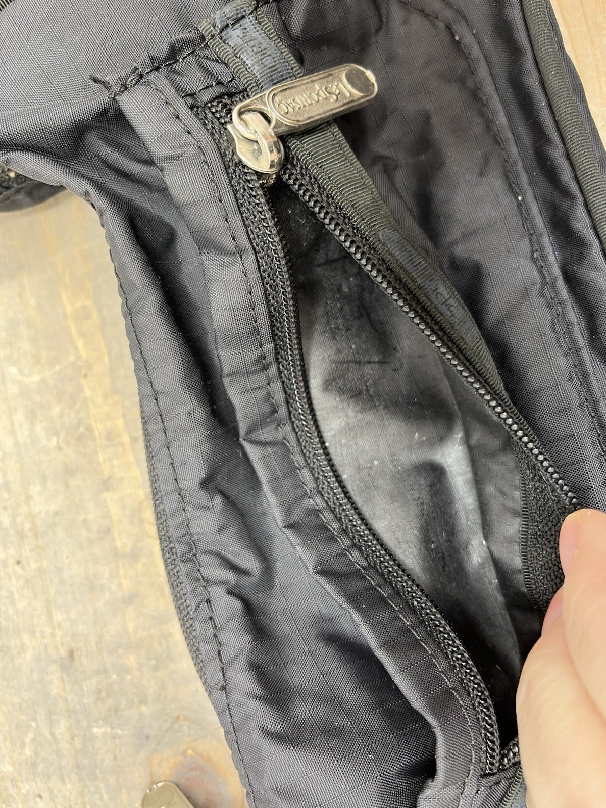 Lesportsac Solid Black Small Spectator Nylon  Cro… - image 3