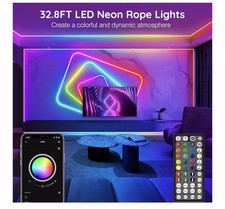 32.8Ft RGB Neon Rope Lights Flexible LED Strip for Indoor /Outdoor with App/ Rem