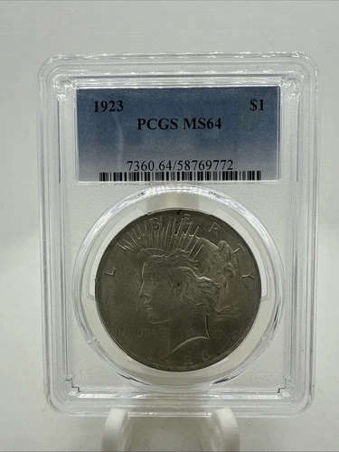1923 PCGS Grade MS 64 Peace Silver Dollar