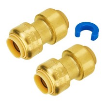 2-Pack Lead-Free Brass Push-Fit Couplings for Efficient Plumbing, 1/2-Inch Size