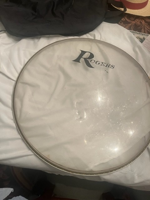 ROGERS 22INCH KICKDRUM HEAD with logo. VINTAGE