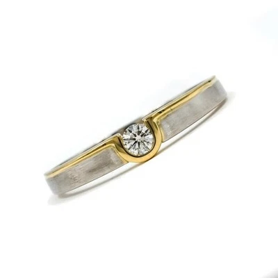 Ring Bandring mit Brillantsolitär 0,20 ct in 950 Platin 750 Gold 63 Edel! - Bild 1 von 4