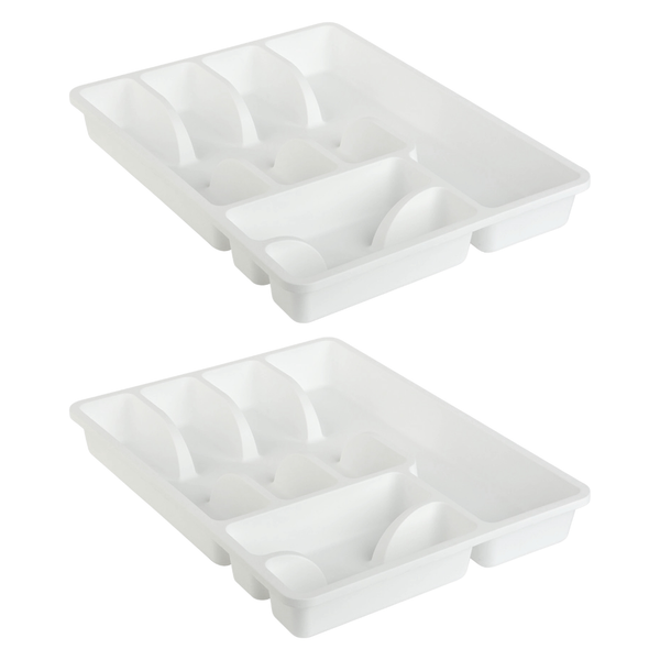 Enegelland 2 X Besteckkasten Besteckkorb Mit 6 FäChern 38 X 29 X 5 Cm Weiß-image