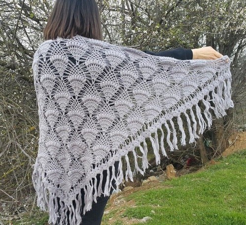 Crochet Shawl Wrap Knit Wedding Shrug Bridal Bolero Evening Shoulder Cover Up - Picture 2 of 10