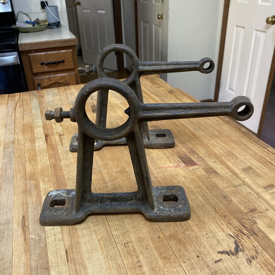 Antique Vintage Industrial Cast Iron Wall Shelf Brackets towel bar eBay