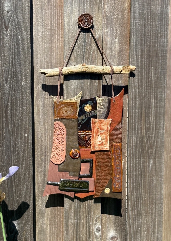 Pottery wall hanging decoration hand built at ClayByKirt small studio - Image 3 of 4