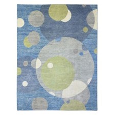 9'1" x 12' Colorful Modern The Circles Design Soft Wool Hand Knotted Rug R72883