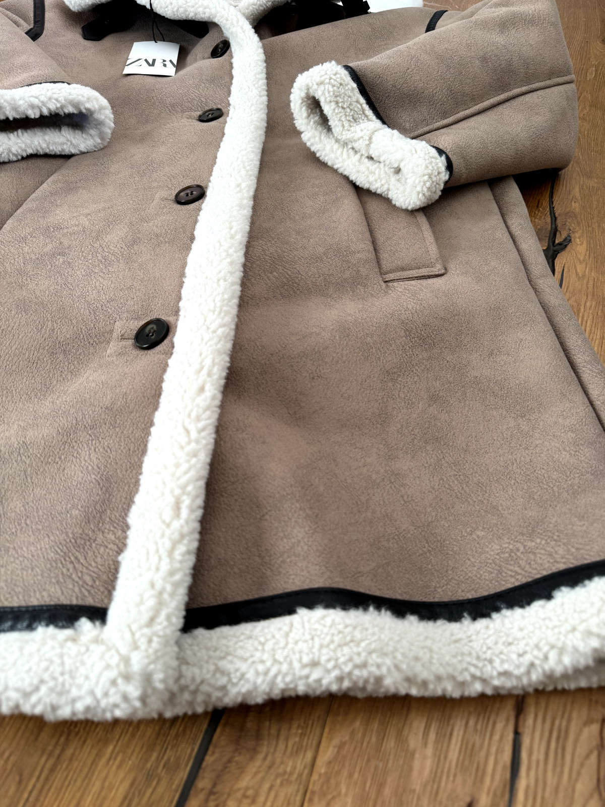 ZARA DOUBLE-FACED COAT WITH BUTTONS Mink Long Faux Fur size XS 8073/256 Rare image 8
