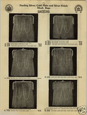 1924 PAPER AD 4 PG Sterling Silver Mesh Purse Hand Bag