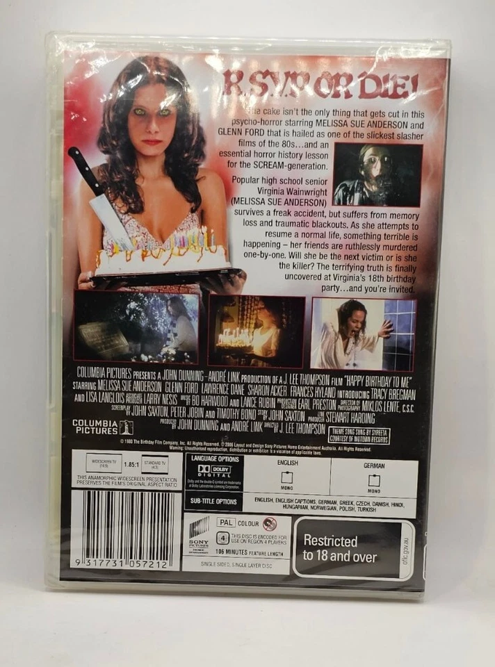 Happy Birthday to Me (Horror, 1981, DVD, R4 AUS) - image 2 of 3