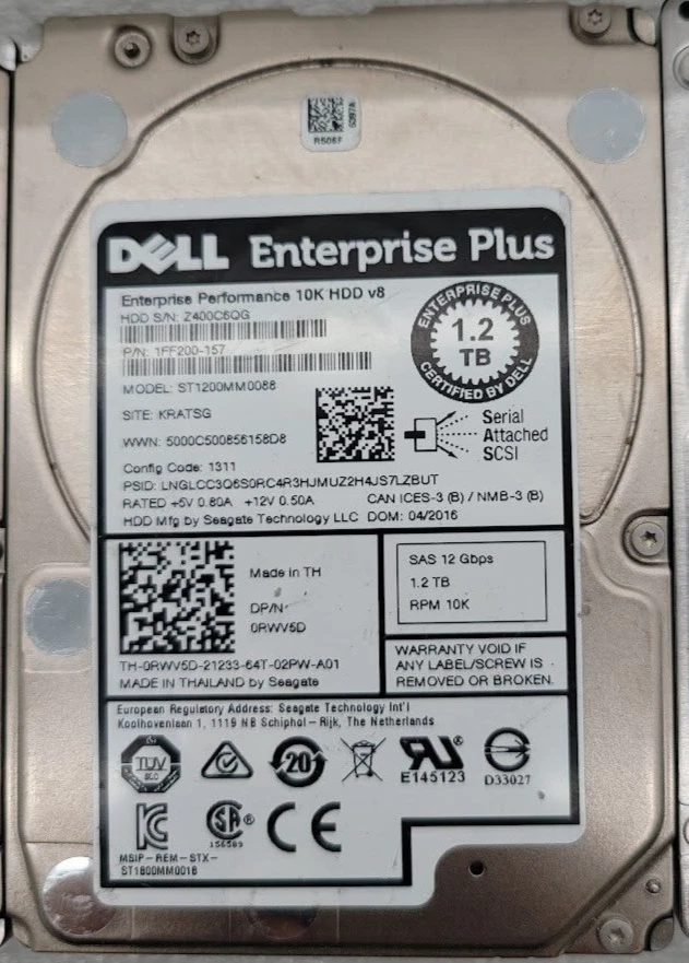 Lote DE 4Dell 1.2TB consultar la descripción para el modelo SAS2.5" Servidor Disco Duro Foto 3 de 4