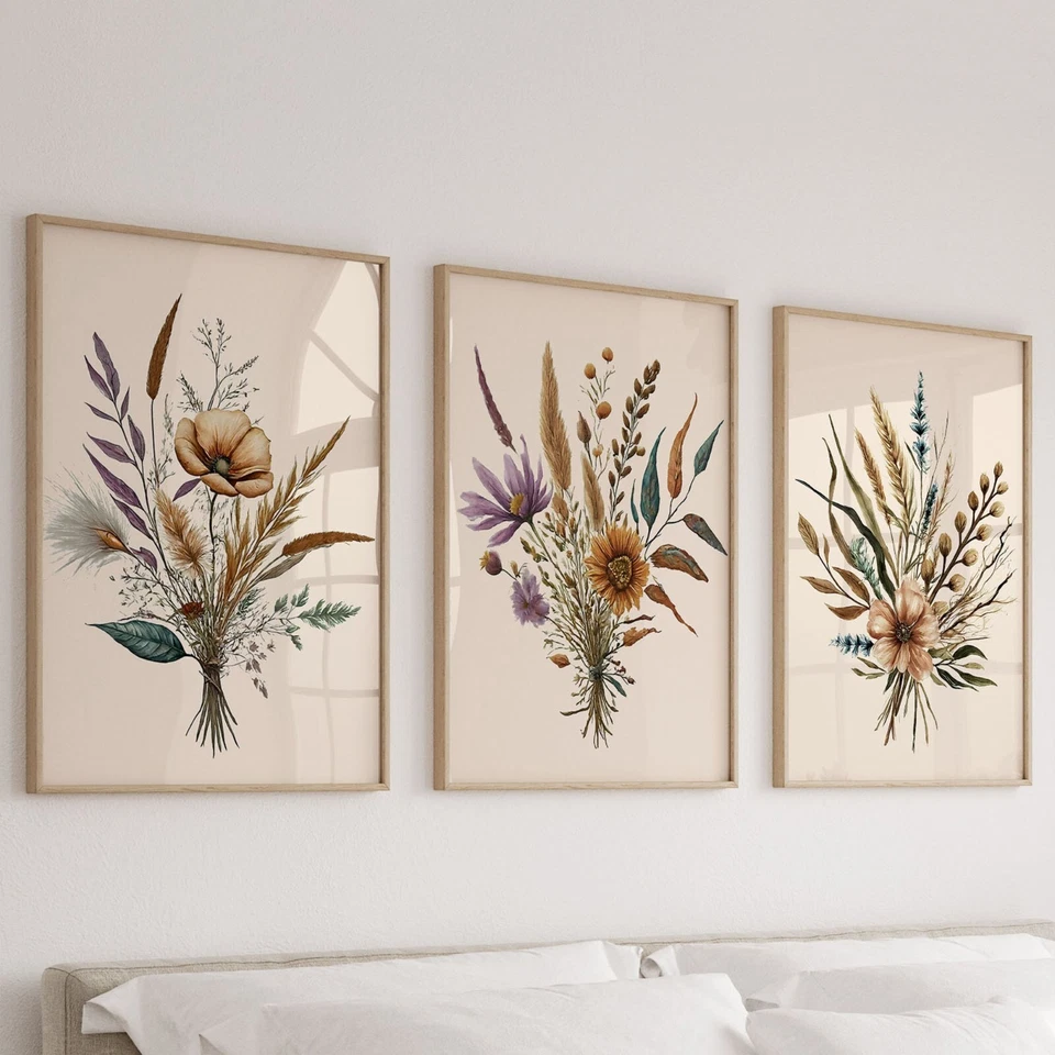 Set of 3 Boho Prints Neutral Watercolor Botanical Art Prints. Perfect Home Decor - Image 2 of 4