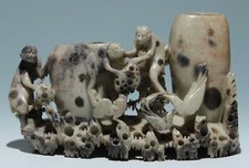 Speckstein Tuschpinselwascher mit Binnengravur Soapstone Brushwasher